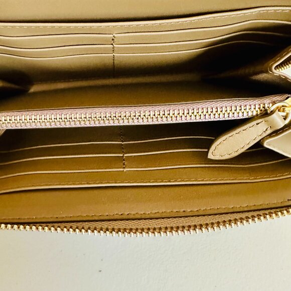 BURBERRY GREY MINK LEATHER NOVA CHECK CANVAS ZIP-AROUND CONTINENTAL WALLET - Picture 7 of 10